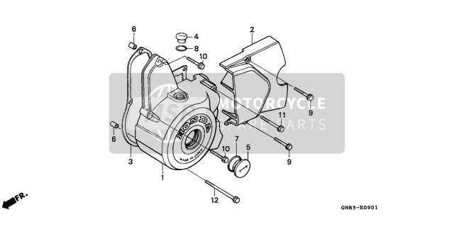 Honda C90M 1996 Left Crankcase Cover (C90MP/MT) for a 1996 Honda C90M